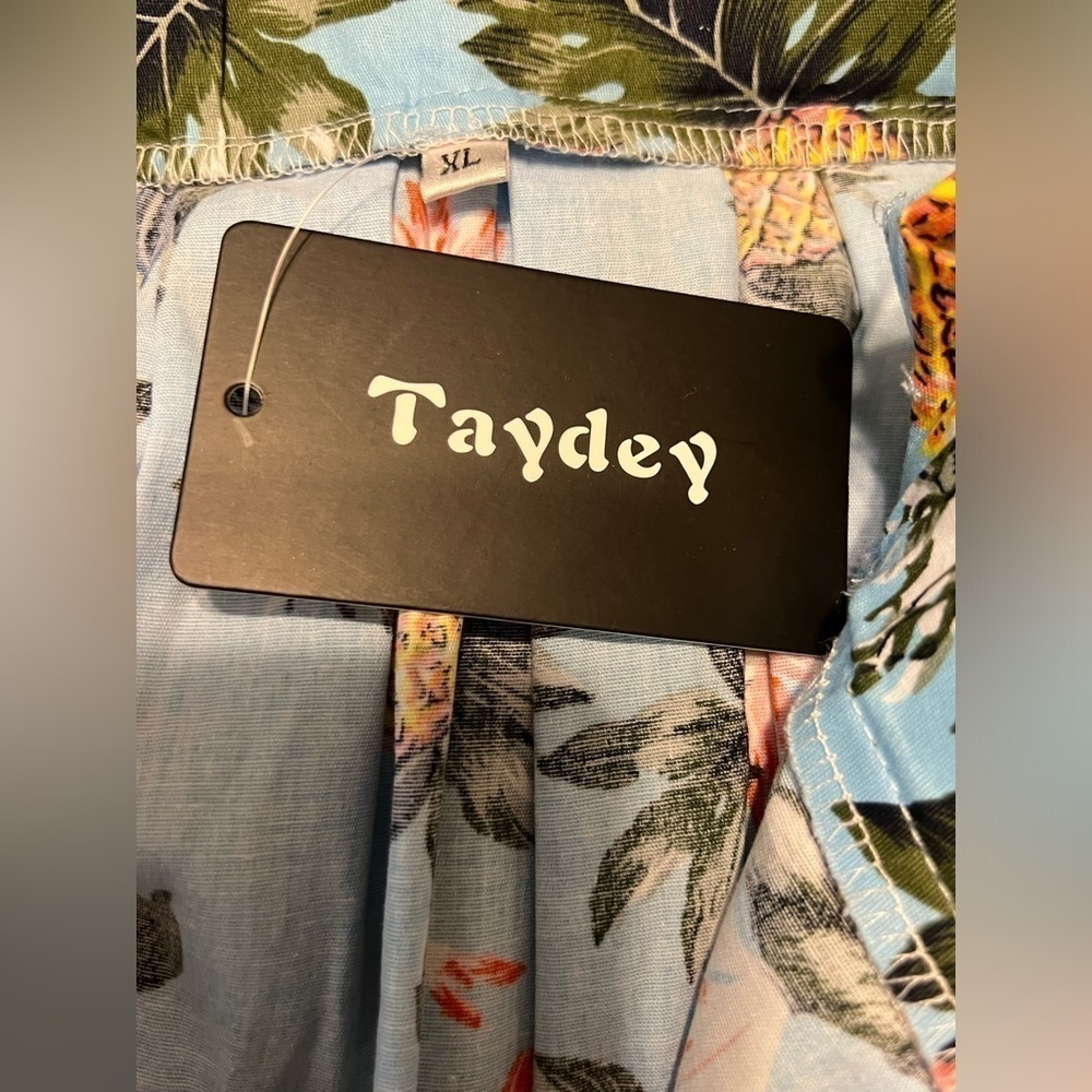 Taydey NWT Skirt Women’s Size XL Blue w/Tropical Print - Picture 5 of 8